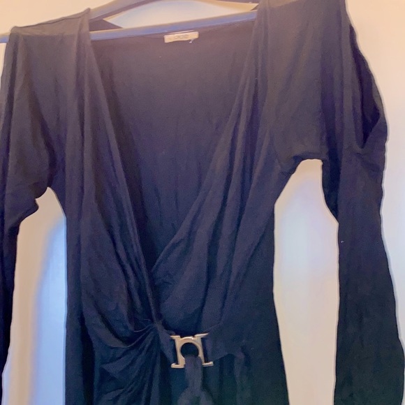 NWOT. Cache black, v-neck, tie blouse. - Picture 1 of 6